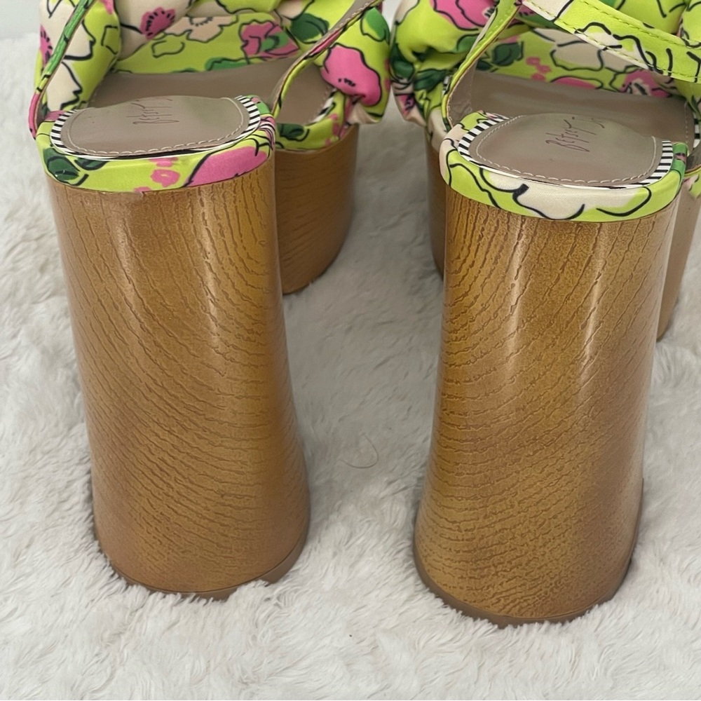 BETSEY JOHNSON KANDEE WOMENS SIZE 10 M Floral Platform Heels - Green and Pink - Picture 7 of 10